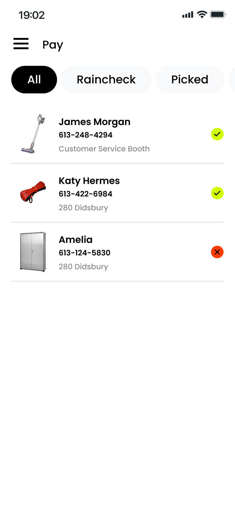 Expedite payment and order resolution screen