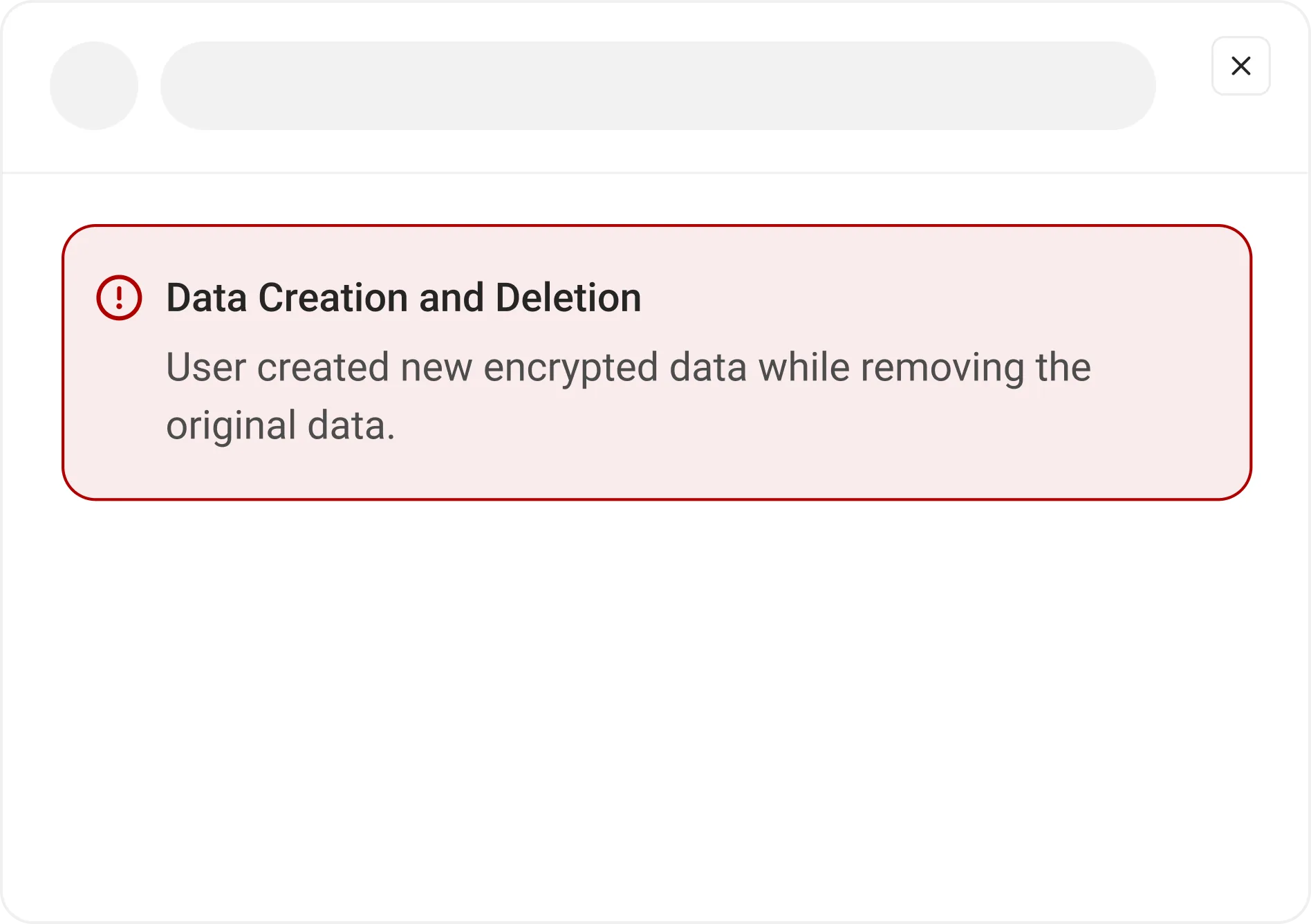 Threat detail dialog showing a clear data creation and deletion label